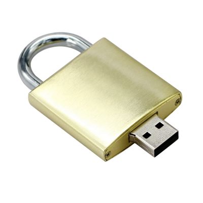 Golden Metal Lock USB Flash Drive Memory Stick 8GB Disk