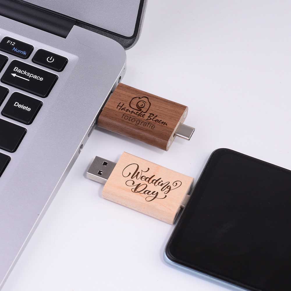 wood 512gb usb c flash stick