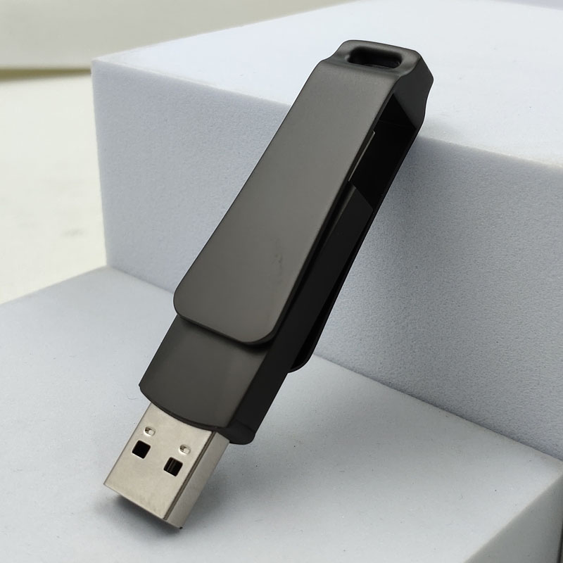 dual connector type c swivel usb flash drive metal housing