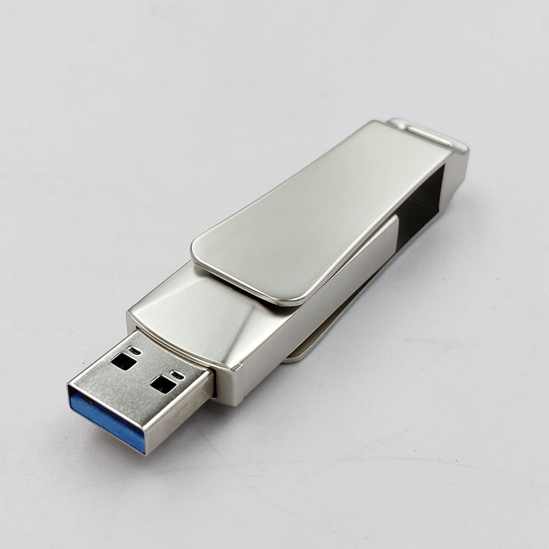 rotating usb 3.1 flash drive with type c and usb a connectors