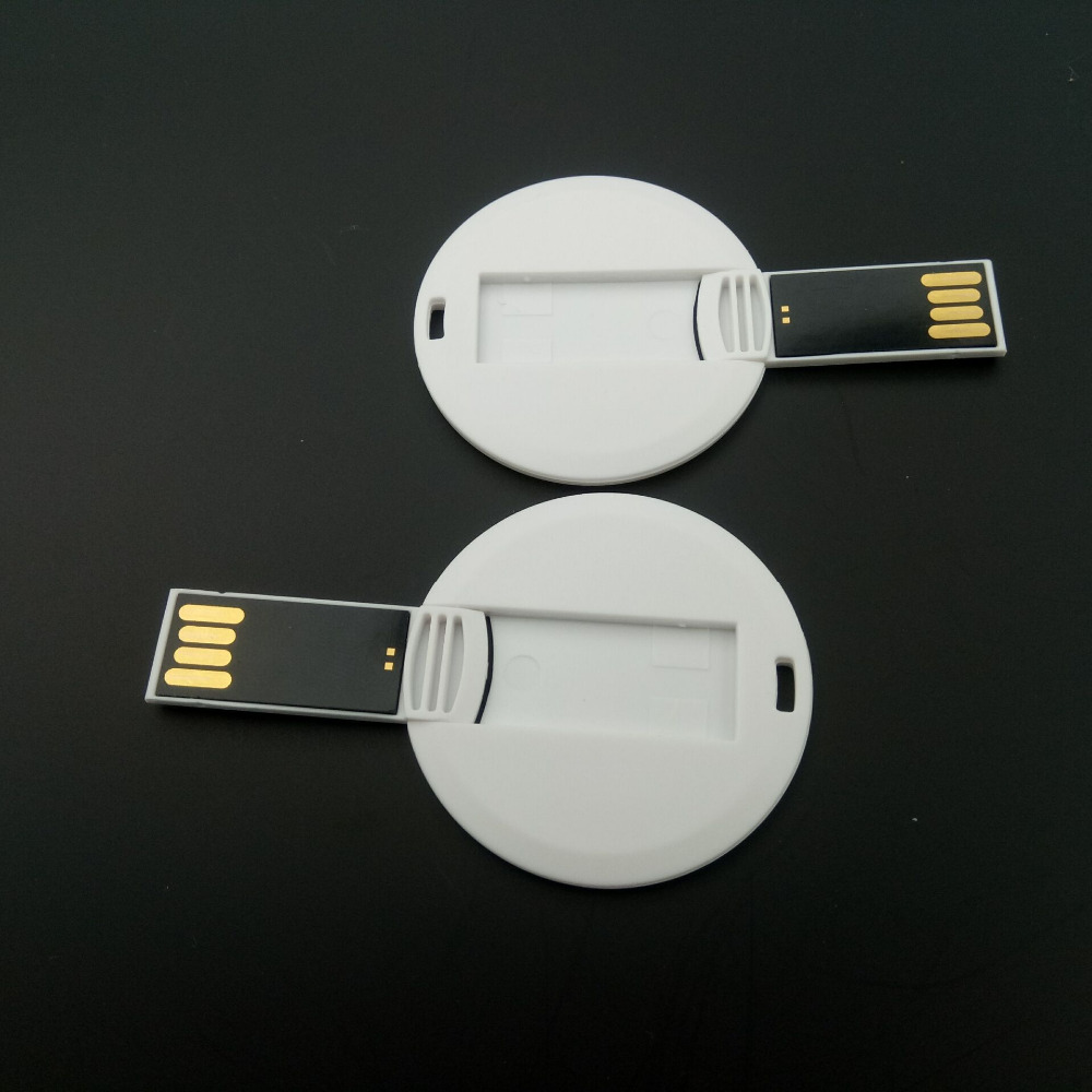 Round USB Business Card Pen Drive Custom Logo Waterproof Memory Stick 