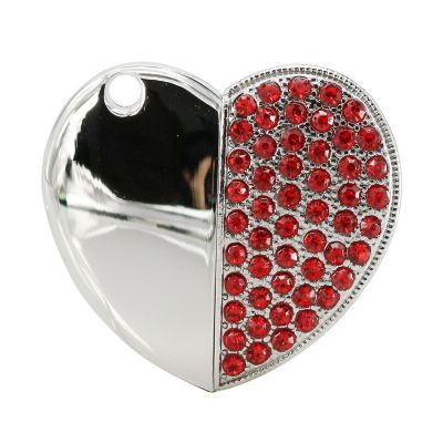 Metal Diamond Heart USB 2.0 Memory Flash Stick Thumb Drive